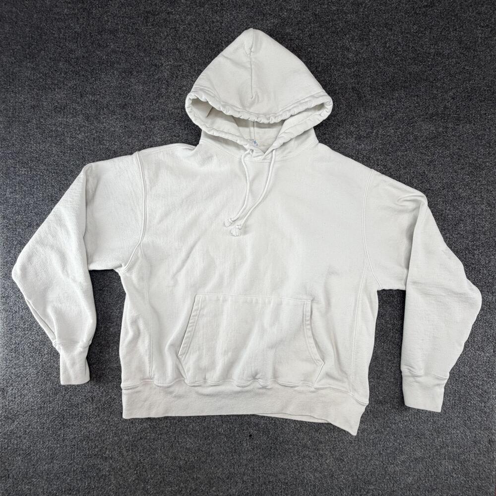 Champion Reverse Weave Hoodie Mens XL White Fleece Pullover Kangaroo Pocket